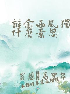 谁念西风独自凉什么意思