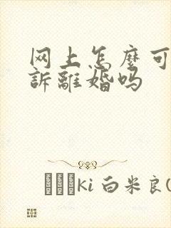 网上怎么可以起诉离婚吗