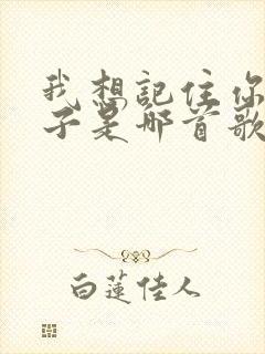 我想记住你的样子是哪首歌的歌词