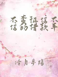 不查征信不上征信的借款平台