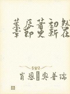 叶辰萧初然最新章节更新在线阅读