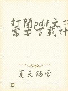 打开pdf文件需要下载什么软件