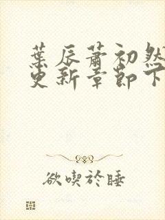 叶辰萧初然刚刚更新章节下载