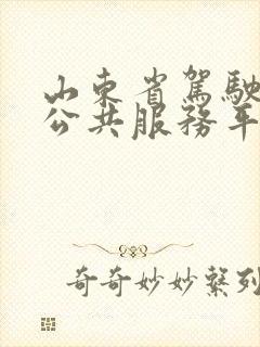 山东省驾驶培训公共服务平台