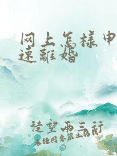 网上怎样申请快速离婚