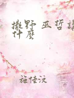 撒野 巫哲讲的什么