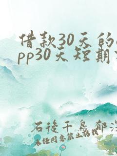 借款30天的app30天短期借