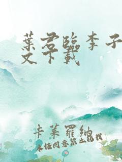 叶君临李子染全文下载