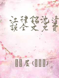 江律铭沈清沅小说全文免费阅读最新