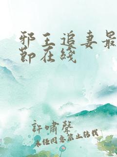 邪王追妻最新章节在线