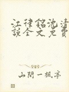 江律铭沈清沅小说全文免费阅读最新