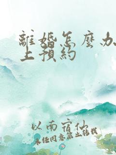 离婚怎么办理网上预约