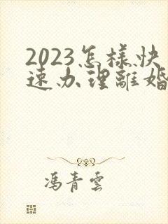 2023怎样快速办理离婚手续呢