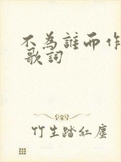 不为谁而作的歌 歌词