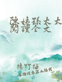 陈姨孙太太在线阅读全文