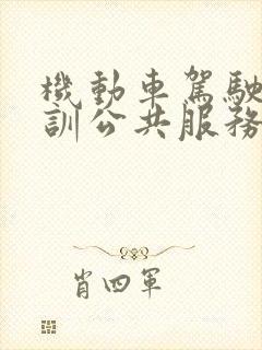 机动车驾驶员培训公共服务