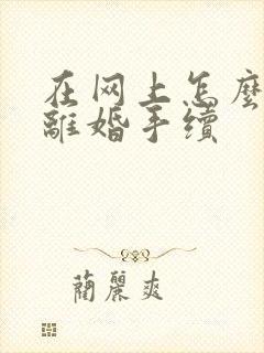 在网上怎么办理离婚手续