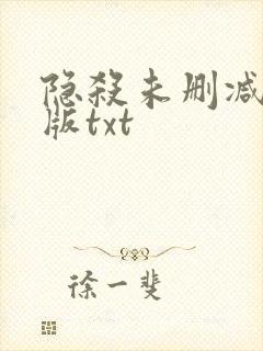 隐杀未删减精校版txt