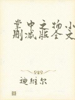 掌中之物小说无删减版全文阅读