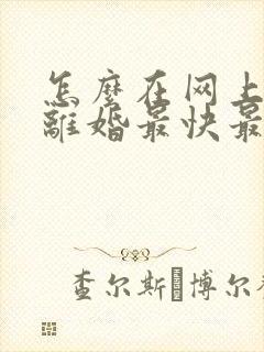 怎么在网上申请离婚最快最有效