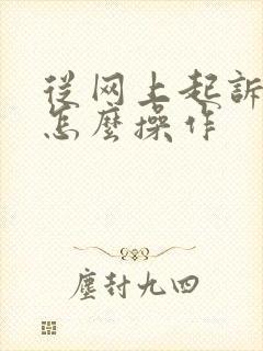 从网上起诉离婚怎么操作