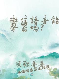 微信语音能用变声器吗?