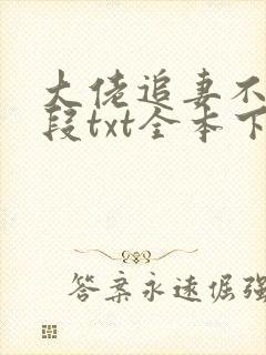 大佬追妻不择手段txt全本下载