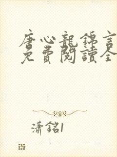 唐心龙锦言小说免费阅读全文