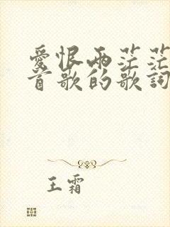 爱恨两茫茫是哪首歌的歌词