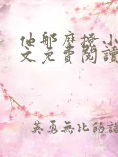 他那么撩小说全文免费阅读无删减