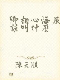 卿相心悔原著小说叫什么