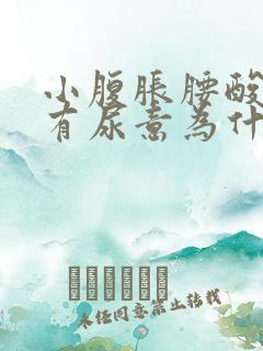 小腹胀腰酸经常有尿意为什么