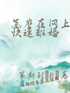 怎么在网上办理快速离婚