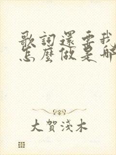 歌词还要我为你怎么做是哪首歌