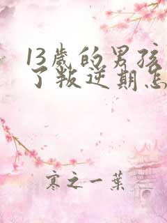 13岁的男孩到了叛逆期怎么教