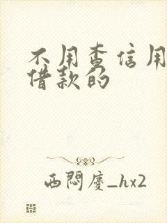 不用查信用就能借款的