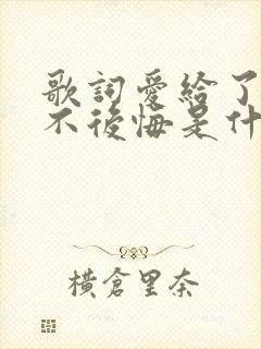 歌词爱给了你我不后悔是什么歌