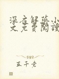 深夜解药小说全文免费阅读最新章节