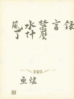 风水禁言录 写了什么