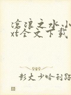 沧浪之水小说txt全文下载