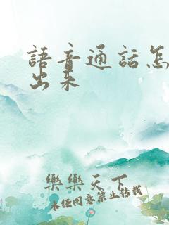 语音通话怎么调出来