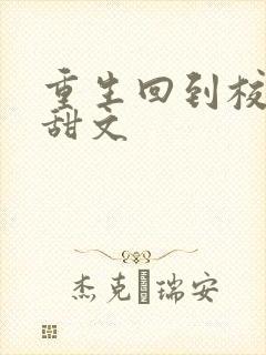 重生回到校园的甜文