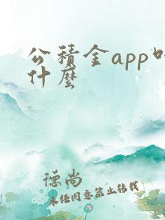 公积金app叫什么