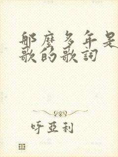 那么多年是哪首歌的歌词