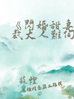 《闪婚甜妻,总裁大人难伺候》