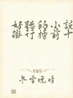 好听的小说推荐排行榜前十名