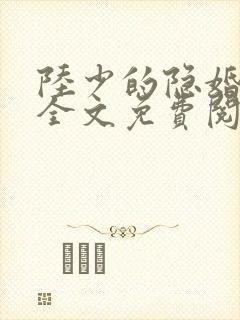 陆少的隐婚罪妻全文免费阅读全集