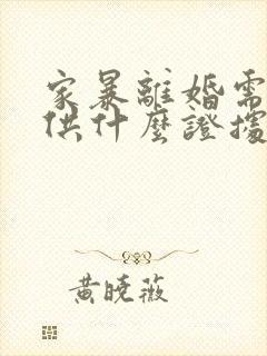 家暴离婚需要提供什么证据