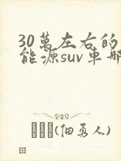 30万左右的新能源suv车哪个好