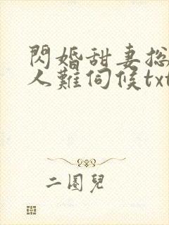 闪婚甜妻总裁大人难伺候txt